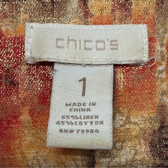 Chico’s 1 Medium Abstract Print Jacket Linen Cotton Blend Fall Colors - Picture 5 of 6